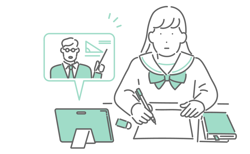 生徒さんが予習で解いたものを赤入れして、授業後お送りします。